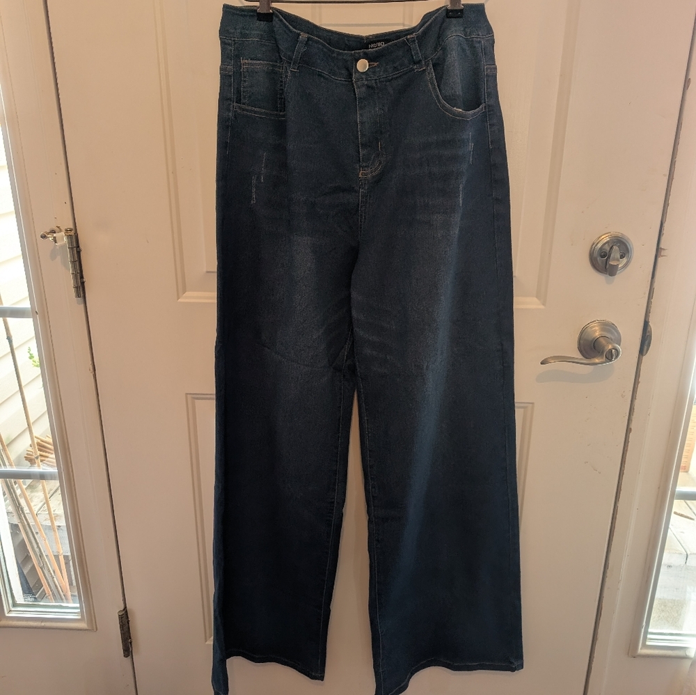 Women's Wide-Leg Jeans - Dark Blue